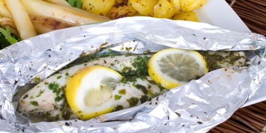 Рыба зубатка в фольге