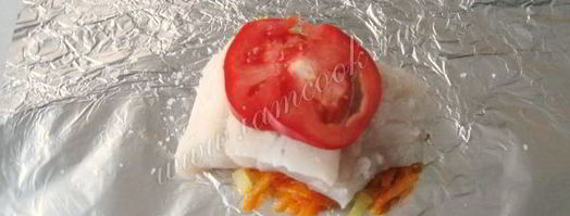 треска с овощами в фольге. Шаг 8