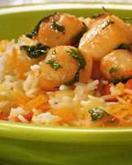 Жареные гребешки с рисом