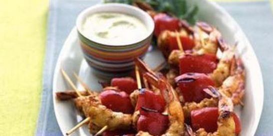 Карибские шашлычки из креветок с болгарским перцем