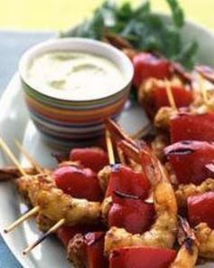 Карибские шашлычки из креветок с болгарским перцем