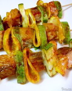 Рыбные шашлычки с овощами