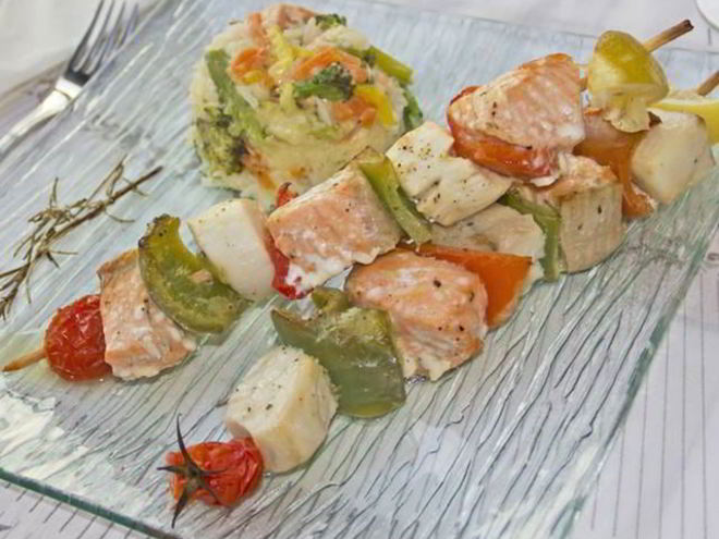 Рецепт шашлычков из гребешков с овощами