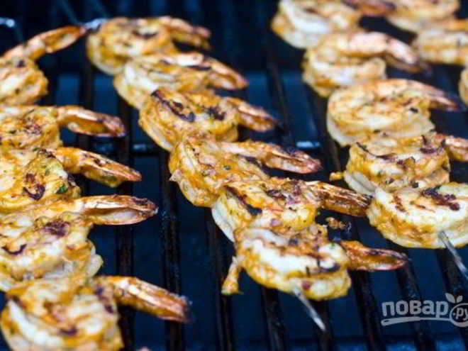 Рецепт шашлычков из креветок на гриле