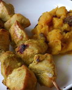 Шашлычки из куриной грудки в индийском стиле