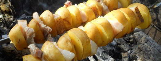 шашлык из картошки с салом. Шаг 4