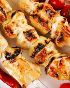 Шашлык из курицы в лимонном маринаде с шафраном