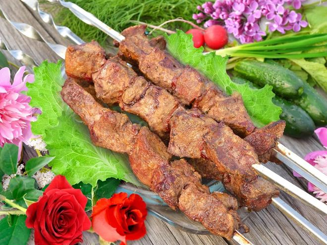 Рецепт шашлыка из печени на мангале