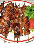 Шашлык из свиной печени со шпиком