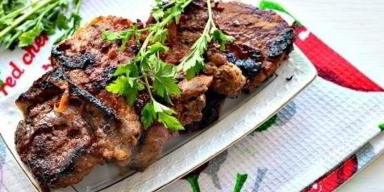 Шашлык из телятины на сковороде