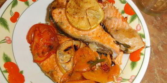 Стейк из семги в духовке