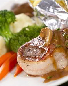 Стейк с грибным соусом