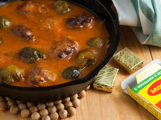 Рецепт тефтелей с брюссельской капустой в нежном соусе