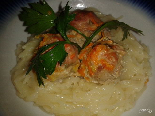 Рецепт запеченных тефтелек в сметанном соусе