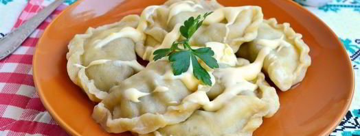 вареники из яичного теста с курицей и баклажанами. Шаг 8