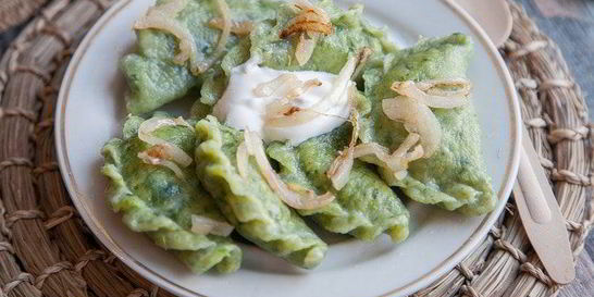 Вареники с картофелем и шпинатом