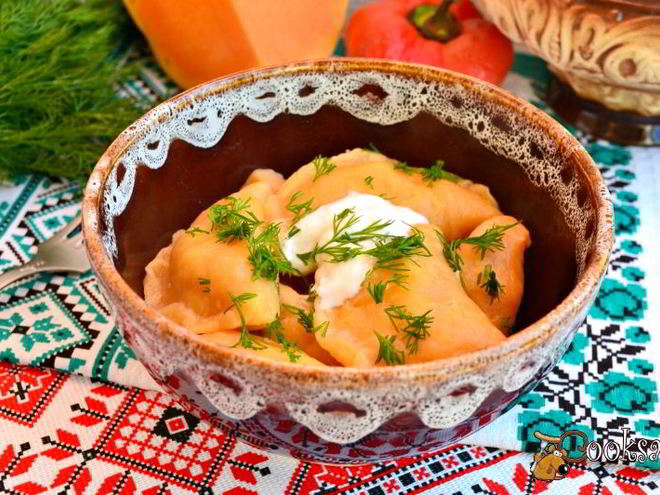 Рецепт вареников с картофелем из тыквенного теста