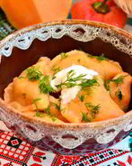 Вареники с картофелем из тыквенного теста