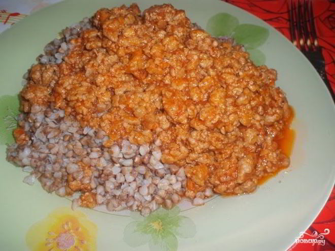 Рецепт гречки с фаршем на сковороде