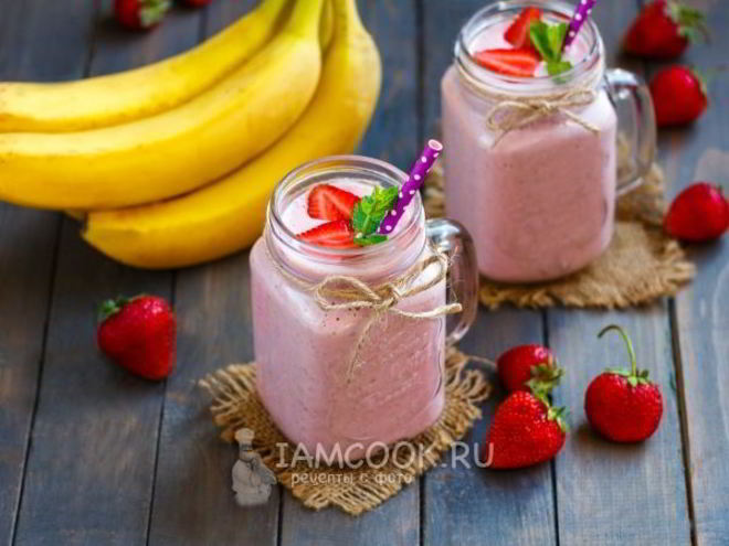 Рецепт клубнично-бананового смузи