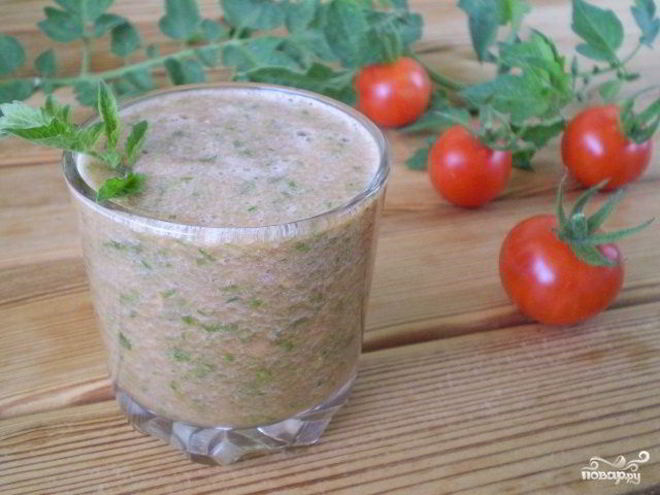 Рецепт зеленого коктейля с помидорами