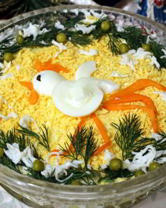 Новогодний салат Петушок золотой гребешок