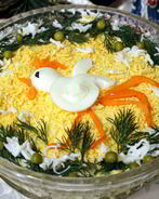 Новогодний салат Петушок золотой гребешок