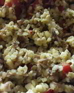 Простой рыбный салат с булгуром