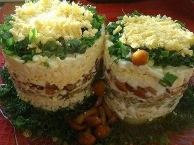 Рецепт салата грибные пенечки с опятами