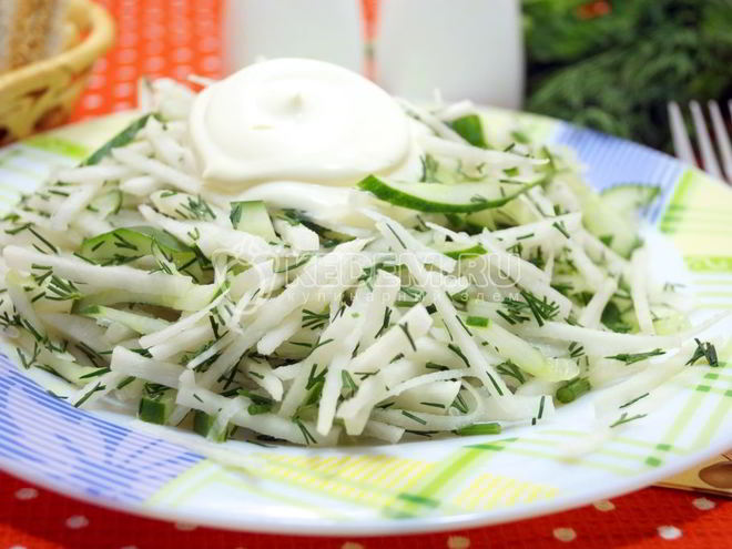 Рецепт салата из черной редьки леда