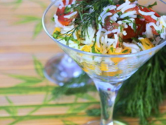 Рецепт салата из овощей и риса