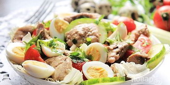 Салат из печени трески с яйцом