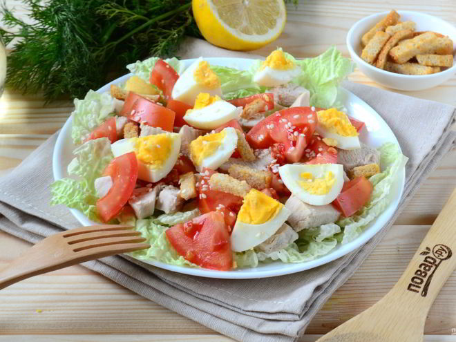 Рецепт салата из пекинской капусты с куриной грудкой
