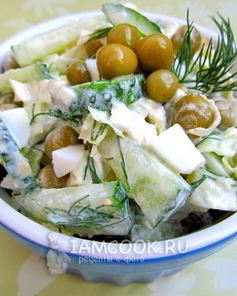 Салат из пекинской капусты с яйцом и горошком