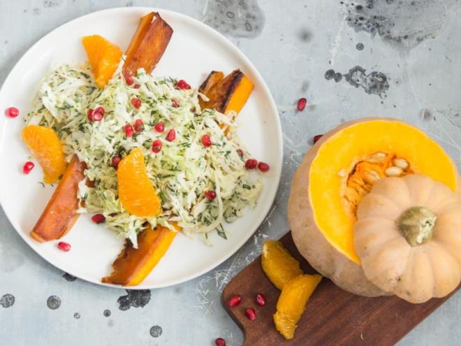 Рецепт салата из тыквы с пекинской капустой