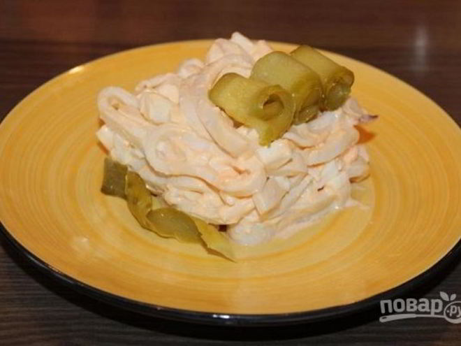 Рецепт салата кальмары с яйцом