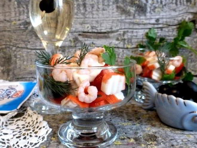 Рецепт салата-коктейля теплое красное море