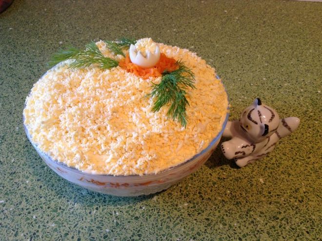 Рецепт салата мимоза с сайрой