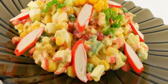 Салат Мозаика с крабовыми палочками