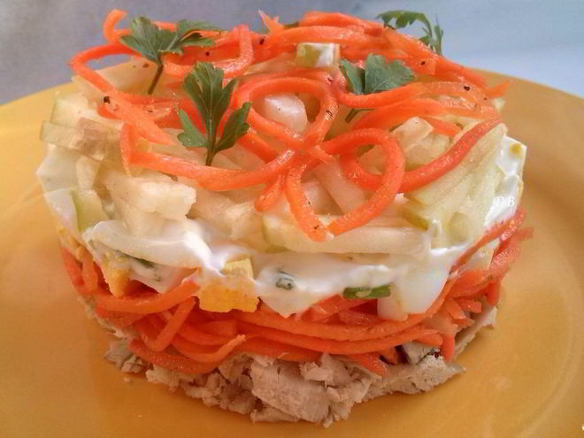 Рецепт салата с корейской морковкой