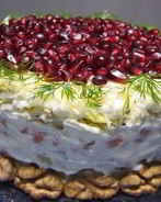 Слоеный салат Красная Шапочка с куриной грудкой