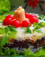 Слоеный салат с грибами