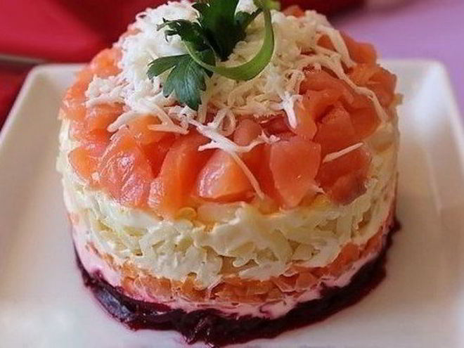 Рецепт слоеного салата семга на шубе
