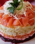 Слоеный салат Семга на шубе