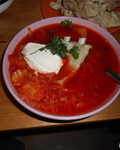 Борщ на ребрышках с острым перцем