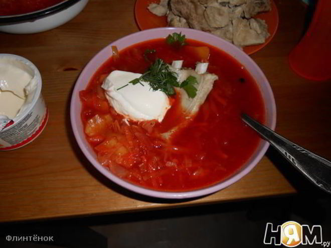 Рецепт борща на ребрышках с острым перцем