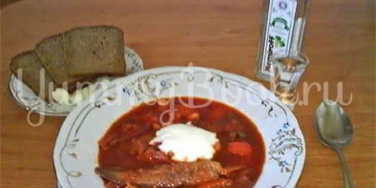 Борщ с бычками и фасолью