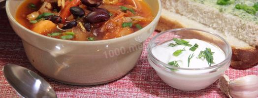 борщ с фасолью и курицей. Шаг 19