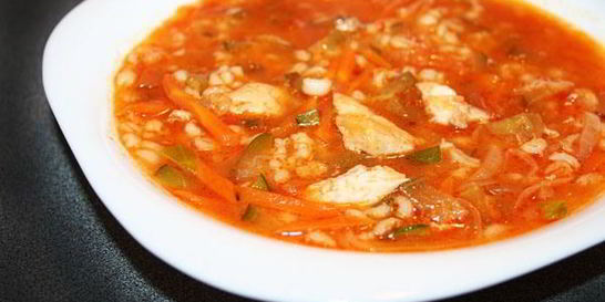 Борщ с фрикадельками из морского гребешка