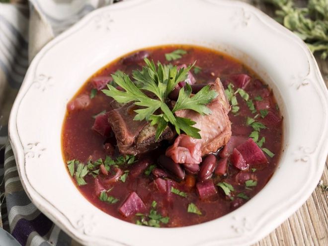 Рецепт борща с грибами и фасолью в мультиварке